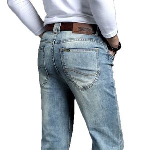 Cowboy Vintage Bule Män Jeans Ankomst Fashion Stretch Classic Denim Byxor Man Designer Straight Fit Byxor Storlek 38 40 211111