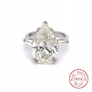 Luxury 925 Sterling Silver 5ct drop Pear-shaped cut Diamond Wedding Engagement Cocktail Women Gemstone Rings Finer fine Jewelry