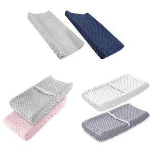 2 Pcs Soft Reusable Changing Pad Cover Minky Dot Foldable Travel Baby Breathable Diaper Pad Sheets Cover 210312
