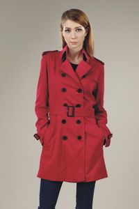 Womens Trench Coats Hot Classic! Kvinnor England Middle Long Coat Double Breasted Belted Trench for Woman S-XXL