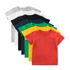 Kids Boys Fritid T-shirts Solida färger Kortärmad Tops Toddler Girls Bomull Kläder Tonåringar Casual Outfits 1-9t