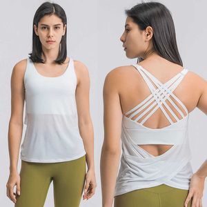 L-75 Kobiety Najważniejsze zbiorniki z Bras Yoga Stroje T-Shirt Bluzka Fitness Running Topy Seksowna Bielizna Outdoor Lady Dwa w jednym Wymiennym Cups Smock