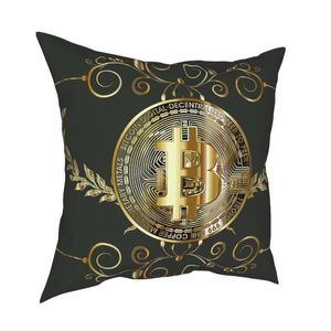 Cuscino/Cuscino decorativo Fodera per tiro moneta d'oro Decorativo Crypto Cryptocurrency Ethereum Btc Blockchain Federa divertente