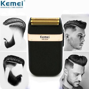 Kemei barbeador elétrico para homens lâmina gêmea impermeável reciprocando lâmina sem fio USB recarregável máquina de barbear trimmer p0817