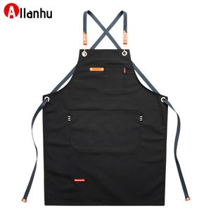 Cowboy apron Korean fashion barber floral artist men and women overalls coffee shop custom printed logo wjy954