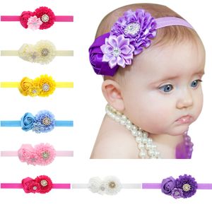 Baby Mädchen Stirnbänder Blume Säuglinge Haarbänder Strass Glänzend Haarschmuck Kinder Kinder Satin Rosette Stoff Headwear Kha43