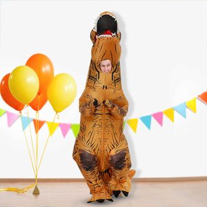 Child Adult Inflatable Costume Dinosaur Costumes T REX Blow Up Fancy Dress Mascot Cosplay Costume For Men Women Kids Halloween Q0910