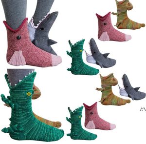 Cute Knit Crocodile Socks 3D Animal Funky Knitting Pattern Whimsical Alligator Knitting Cuff Funny Socking Christmas gifts LLF12370