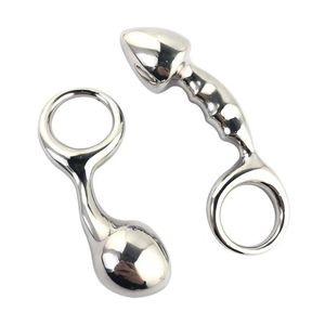 Handheld Metal Anal Plug Stainless Steel Butt Plugs with Handle Anal Beads Dildo Sex Toys BDSM Products for Women Men