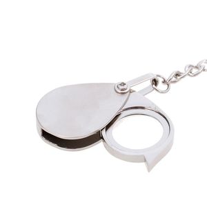 Keychains Handheld Loupe Folding Pocket 10X 15X Magnifier Magnifying Glass Lens With Keychain Portable Metal Silver Color257t