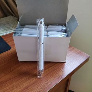 DHL Sublimation Blank BallPoint Pennor med låda DIY Heat Tranfer White Personalized Annons Pen