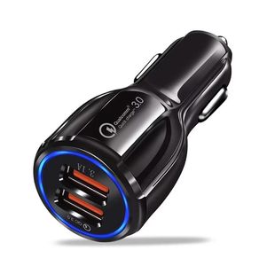 QC3.0 carregador portátil do carro conduziu rapidamente o carregamento rápido 12V 3.1A porta USB dupla