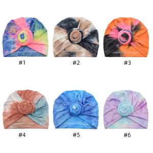 Mode Tie-gefärbt Donut Baby Mädchen Turban Hut Weiche Bequeme Infant Geflochtene Kappe Kinder Kopfbedeckung Haar Zubehör Fotografie Requisiten