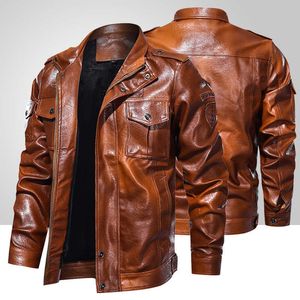 Mäns högkvalitativa mode dragkedja motorcykeljacka män vinter läderjacka manlig fleece varma biker coats chaqueta hombre 211009