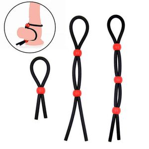 Nxy Cockrings 3 Storlek Justerbar Penis Ring Silicone Cock Sleeve Rope Time Delay Ejaculation Erection Sexleksaker för män Vuxna produkter 1206