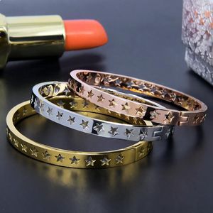 Armreif aus Edelstahl, Sterne-Armband, Damen-Armbänder, Armreifen in Silberfarbe, Roségold, Modeschmuck