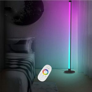 Modern golvlampa LED Stående hörnljus Svart inredning RGB Färgförändring av humörbelysning för vardagsrumsfest