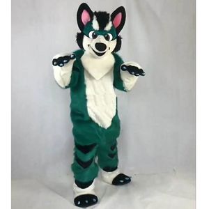 Cadılar bayramı Koyu Yeşil Husky Tilki Köpek Maskot Kostüm Yüksek Kaliteli Karikatür Anime Tema Karakter Yetişkin Boyutu Noel Karnaval Doğum Günü Partisi Açık Kıyafet