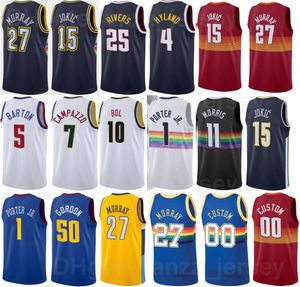 Ekran Baskı Basketbol Monte Morris Jersey 11 Facundo Campazzo 7 Bol 10 Jamychal Yeşil 0 PJ Dozer 35 Michael Porter JR 1 Gary Clark Siyah Beyaz Kırmızı Lacivert