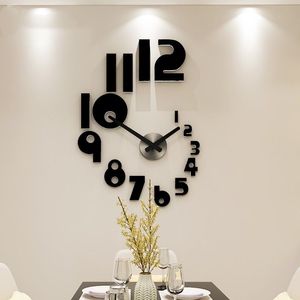 Wanduhren Kreative Zahlen DIY Uhr Uhr Modernes Design Für Wohnzimmer Wohnkultur Acryl Spiegel Aufkleber