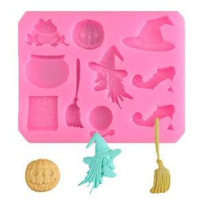 Halloween Sile Cake Biscuit Moulds Witch Pumpkin Chocolate Candy Mould High Temperature Diy Decoration Baking SN5597