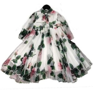 Księżniczka Kwiatowy Silk 3D Sukienka Kid Baby Girl Birthday Party Princess Ślub Cosplay Rose Flower Chidlren Dress Q0716