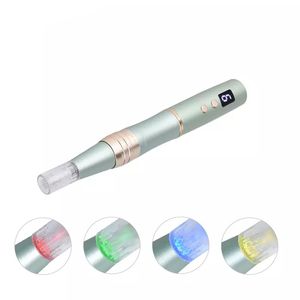 6 Ebenen Schönheit Mikronadel Roller Drahtlose 4 Farbe LED Lichttherapie Elektrische Microneedeling Stift Hautpflege Werkzeuge