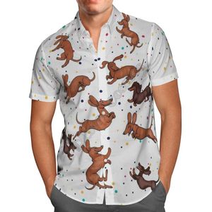 Men's Casual Shirts Hawaii Shirt Hawaiian Beach Summer Funny Dachshund 3D Printed Harajuku Tee Hip Hop 01