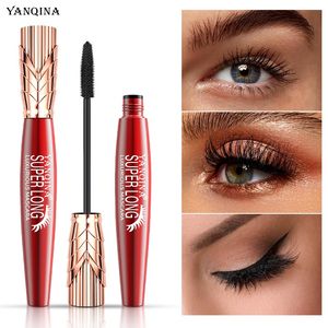 YANQINA 4D Super Long Silk Fiber Lash Mascara Curling Eye Makeup Eyelash Black Waterproof Lengthening Eyelashes Extension Make Up 1453
