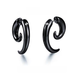 Stud Punk Black Spiral Earring For Men Women Hiphop Jewelry Brinco Masculino Kpop Kolczyki Accessories Wholesale