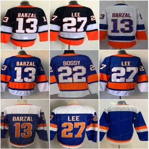 Uomini Blank Ice Hockey 27 Anders Lee Jersey 13 Mathew Barzal Vintage 22 Mike Bossy 5 Denis Potvin 31 Billy Smith 91 John Tavares Retro Stadium Series Blu Bianco