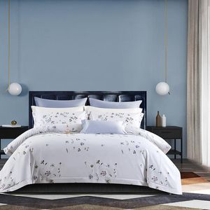 Sängkläder sätter TC bomullsuppsättning Satin Bed Linen Däcke Covet Queen King Size Bedlay Pudow Case For Home