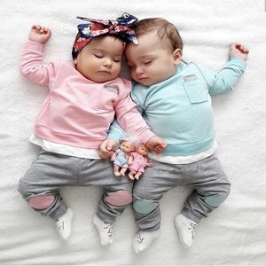 Outono criança infantil recém-nascido bebê meninos meninas roupas conjunto de algodão manga comprida camiseta + calças 2 peças roupas roupas bebê 210309