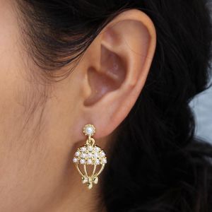 Stud W132 Limeng Jewelry European And American Fashion Flower Basket Earrings Personality Hollow Metal 2021 Trend