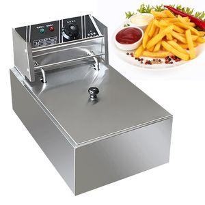 Electric Counter Top Deep Fryer Commerical French Chips Potatis kycklingfryers med tankar Korgar Rostfritt stål