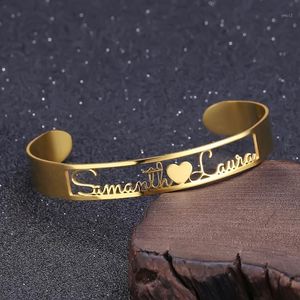 Fashion Stainless Steel Cutomized Gold Name Bangle Men Women High Quality Personalized ID Nameplate Bangles & Bracelet Adjusted