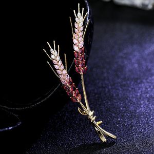 fancy decorative women cubic zircon wheatear elegant brooch pin fashion dress jewelry accessory