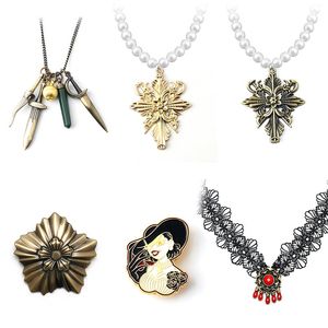 Pendant Necklaces Game Residents Evils Village Vampire Lady Alcina Dimitrescu Choker Collar Bela Female Lace Necklace