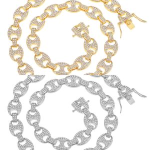 Новый шарм мода хип-хоп ожерелье ювелирные изделия замороженные из CZ свиньи свиньи сосредоточенные горный хрусталь шарм кубинские ссылки цепи ожерелье для мужчин подарок x0509