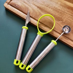 Set di frutta Baller Maker Coltello da intaglio 3 pezzi / set Strumenti per verdure Baller per anguria Gelato Dig Ball Scoop Accessori per la cucina Strumento