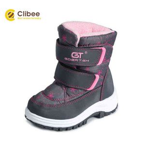 Clibee Meninas Meninas Botas de Neve Inverno Impermeável Deslizamento Resistente Resistente Tempo frio Sapatos Criança Crianças Crianças Outono Inverno Botas 22-27 211108