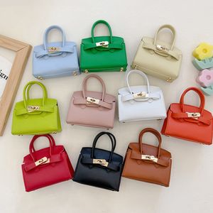 2024 Kids candy colors handbag girls metal buckle crossbody bag luxury children PU chain single shoulder bags mother and daughter matching purse A8472