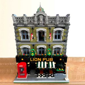 Creatore esperto vista stradale leone pub club bar 5910pcs angolo café modulare moc mattoni modello building blocks giocattolo grande emporio Q0624
