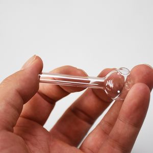 Mini cachimbos de vidro transparente de 65 mm de comprimento Tubos de queimador de óleo de bola de 18 mm Pontas de unhas Queimando cachimbos de concentrado de pirex jumbo Tubo de fumo transparente de qualidade grossaAcessórios