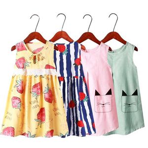 Sukienka Sukienka Summer Girls 'Cute Sweet Toddler Dresses Teen 2021 Nowy Koreański Kraj Kraju Kids Wear Beach Wakacje Ubrania 3-12t Q0716