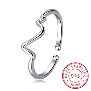 Cluster Ringen Mode Eenvoudige Open V Ring Anti Allergie Koreaanse Sterling Zilveren Sieraden Wave Type Temperament SR7