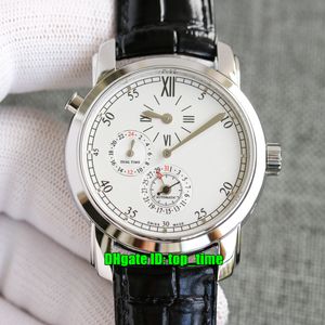 7 stilar Toppkvalitetsklockor 42005 / 000g-8900 Malte Dual Time Regulator Cal.1206 RDT Automatisk Mens Watch White Dial Leather Strap Gents Sports Wristwatches