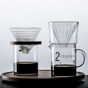 Simple Set V60 Glass Dripper 1-2 Cups Sharing Pot Brew Filter Funnel Reusable Coffee Jug 210309