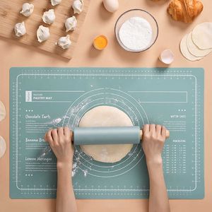 40x60cm Silicone Kneading Pad Sheet Rolling Pin Baking Tool for Rolling Dough Pizza Dough Non-Stick Maker Holder Kitchen Tools 211008