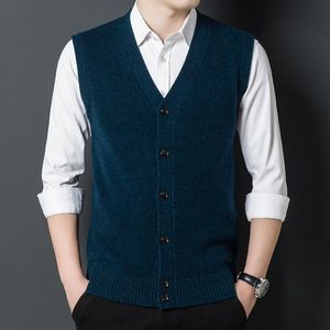 Wholesale cashmere sleeveless sweater for sale - Group buy Men s Sweaters Autumn And Winter Cashmere Vest V neck Sleeveless Warm Wool Cardigan Waistcoat